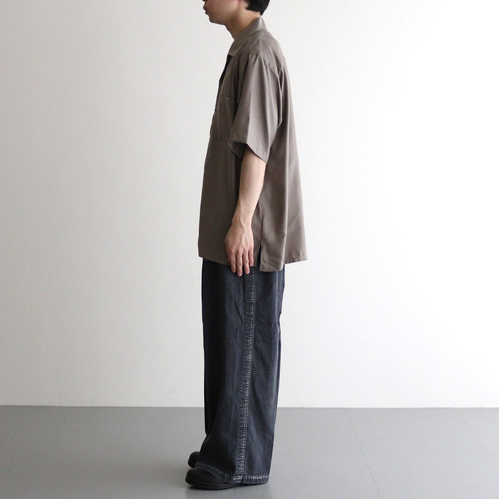 CUPRO TWILL OVERSIZED OPEN COLLAR SS SHIRT #TAUPE [ST.1153