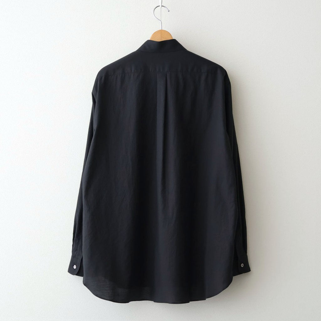 COTTON SILK OVERSIZED REGULAR COLLAR SHIRT #BLACK [ST.1492]