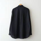 COTTON SILK OVERSIZED REGULAR COLLAR SHIRT #BLACK [ST.1492]