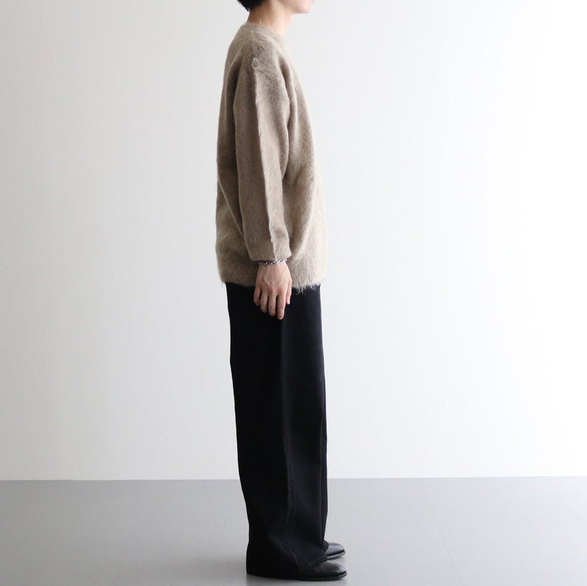 BRUSHED SUPER KID MOHAIR KNIT P/O #GRAY BEIGE [A24AP03KM]