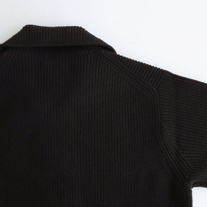 3/4 FRONT ZIP HIGHNECK RIB SWEATER #DARK BROWN [YK24FW0829S]