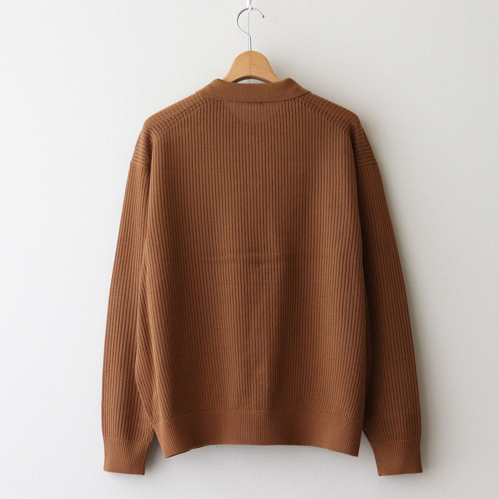 Stripe Mesh Knit Shirt #Brown [2501-008]