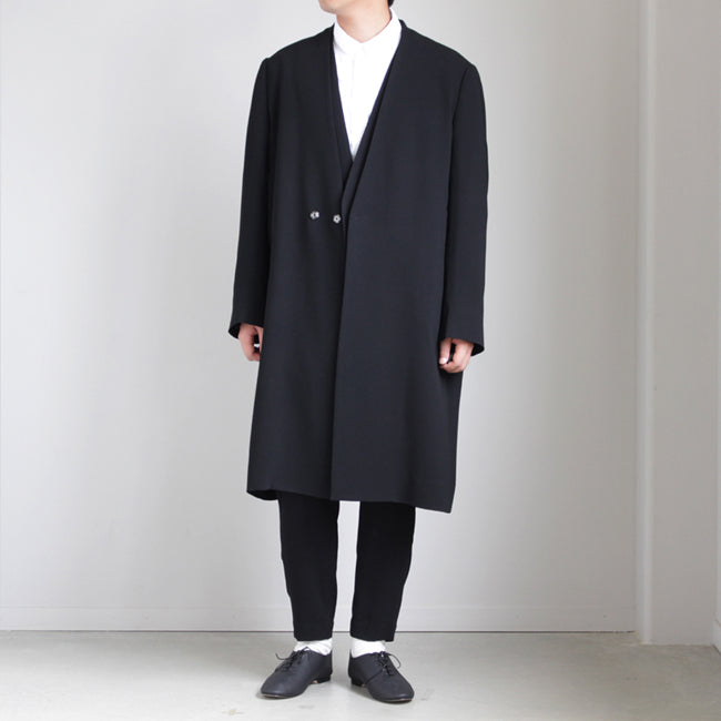 NNCJK｜アセテート&ポリエステルライトクレープダブルクロス ノーカラージャケット #BLACK [NK-NC905JK]