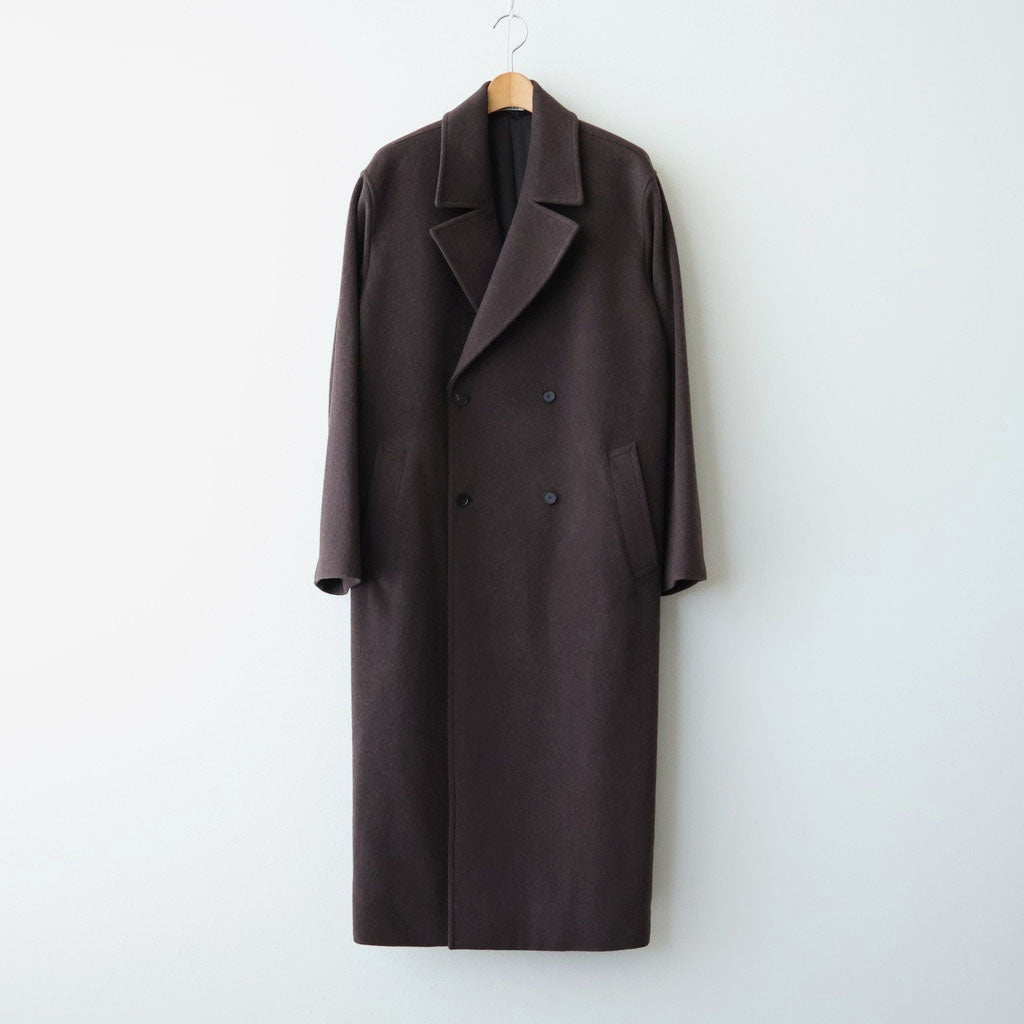 SUPER FINE WOOL MOSSER DOUBLE-BREASTED COAT #TOP BROWN [A26AC04WM]