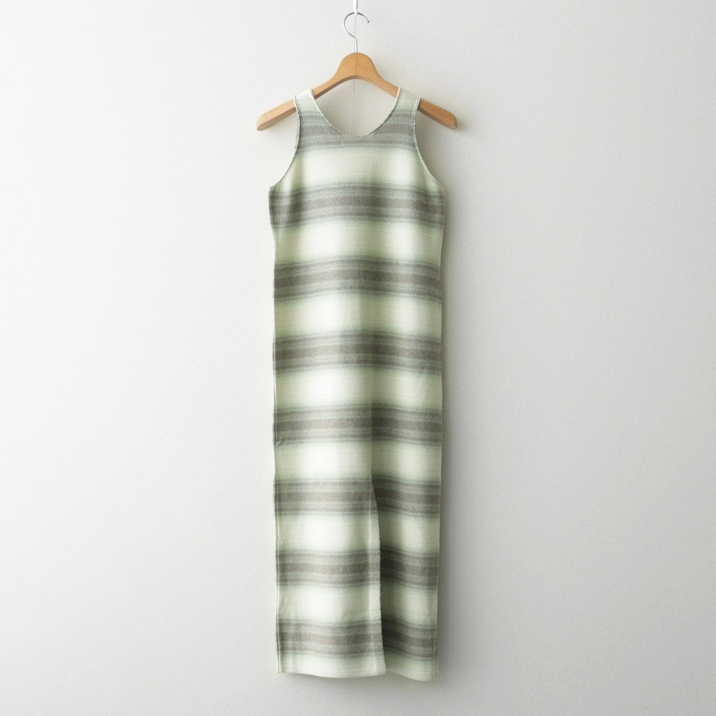COTTON SILK GRADIENT STRIPE KNIT DRESS #LIME GRAY STRIPE [A26SD03GB]