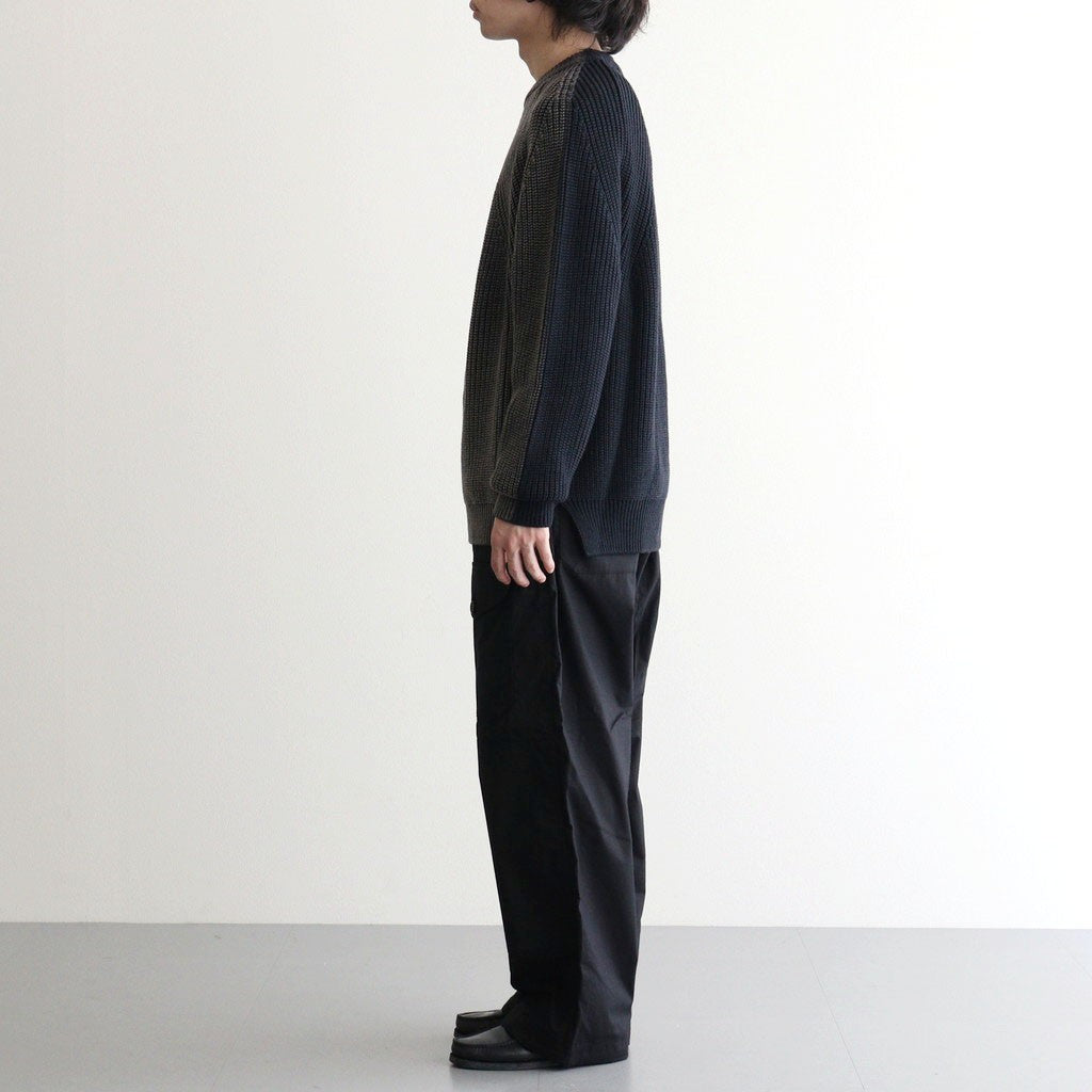 BATONER ウール梳毛片畔 ブリーチ加工 セーター #NAVY [HR-N001-051]