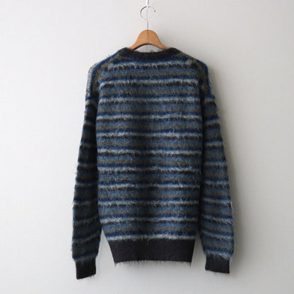 MOHAIR BORDER SWEATER #BLUE×CHARCOAL [YK24FW0824S]