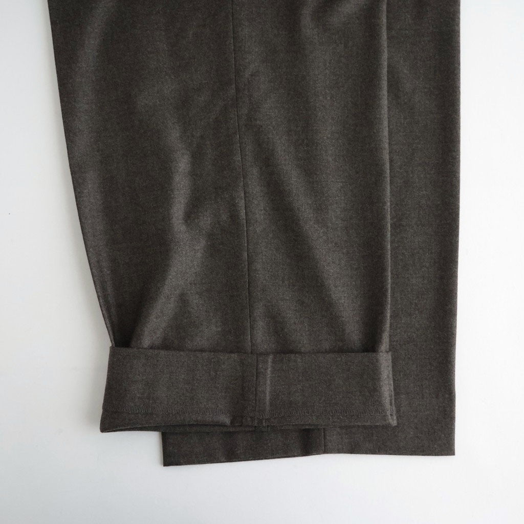 EXTRA FINE WOOL EASY LONG WIDE TROUSERS #CHARCOAL BROWN [ST.1612]