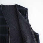 FLANNEL CHECK REVERSIBLE VEST #BLACK [FSC253-30128]