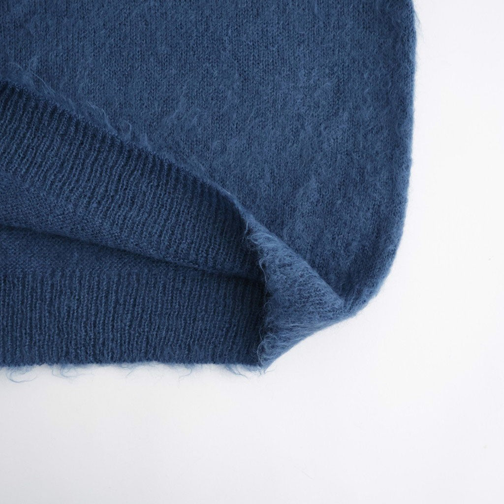 BRUSHED SUPER KID MOHAIR KNIT POLO #LIGHT NAVY [A26AP01KM]