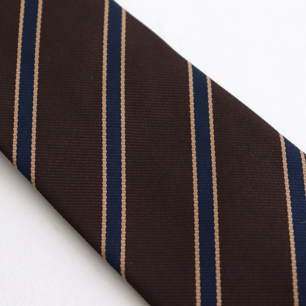 SILK STRIPE TIE #DARK BROWN STRIPE [A25AT01SS]