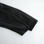 REVERSIBLE WOOL TWISTED TWILL / SHEEP LEATHER HALF COAT #KHAKI BEIGE CHAMBRAY × BLACK [A26AC01AN]