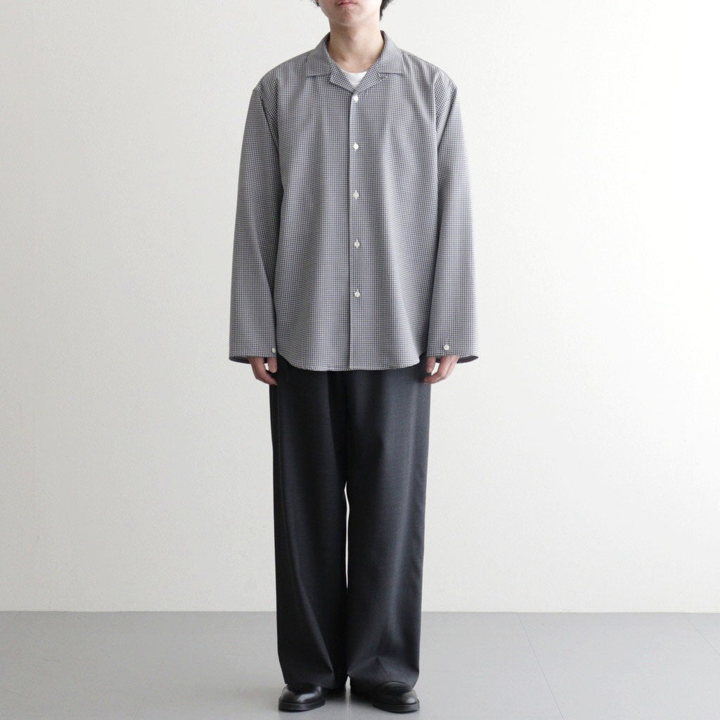 Wool Lounge Shirt #White & Navy Gingham [OFH010SH21]