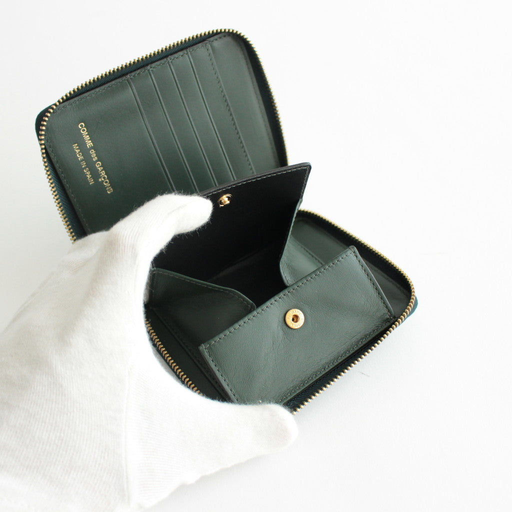 二つ折りZIP財布 - CLASSIC LEATHER LINE #BOTTLE GREEN [8Z-D002-051