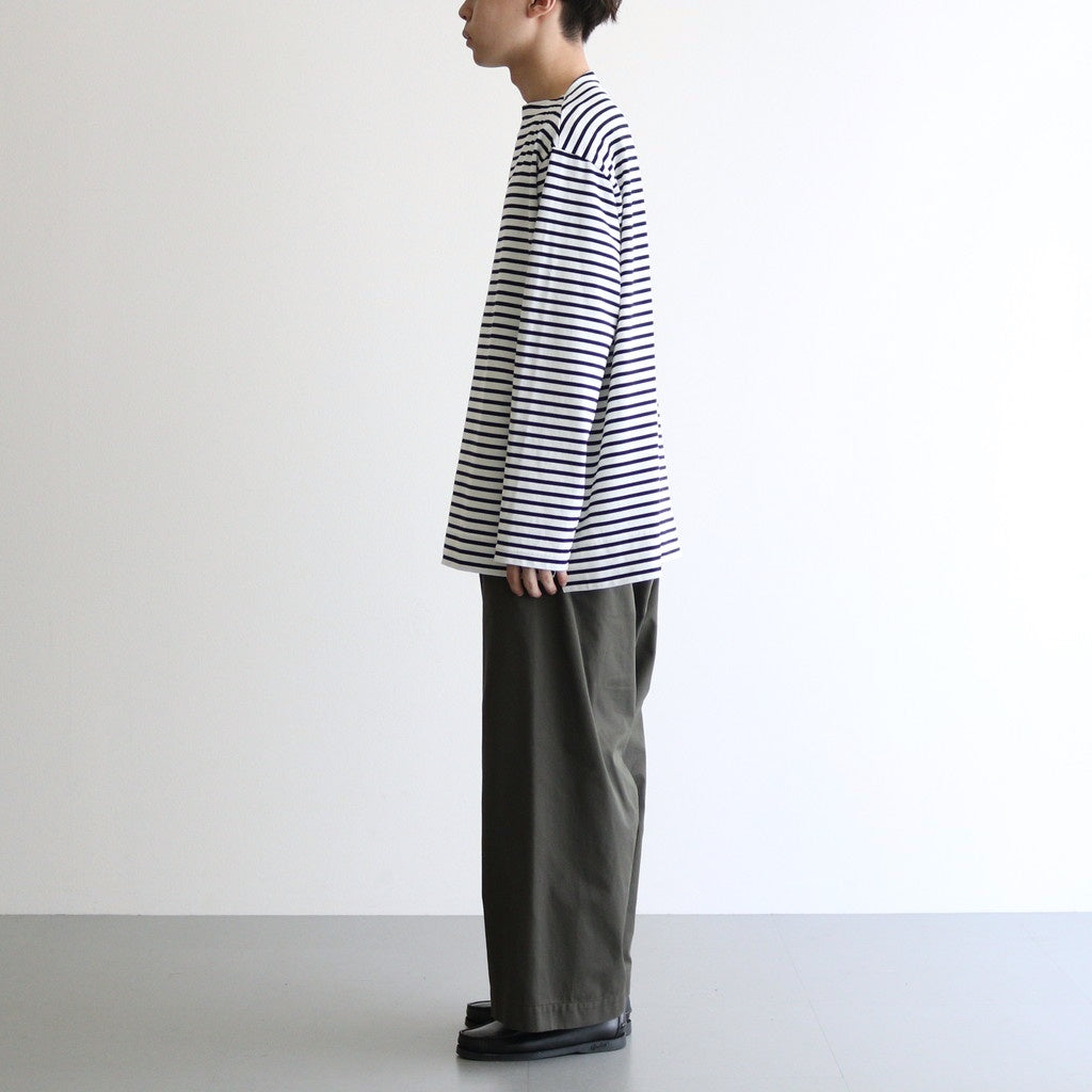 FBSBTF - 微強撚綿天竺 ボートネックロンT #08 WH base×BK bd [SN_FR0907TF]