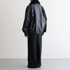 MOUTON COLLAR SHEEP LEATHER ZIP JACKET #BLACK [ST.1216]