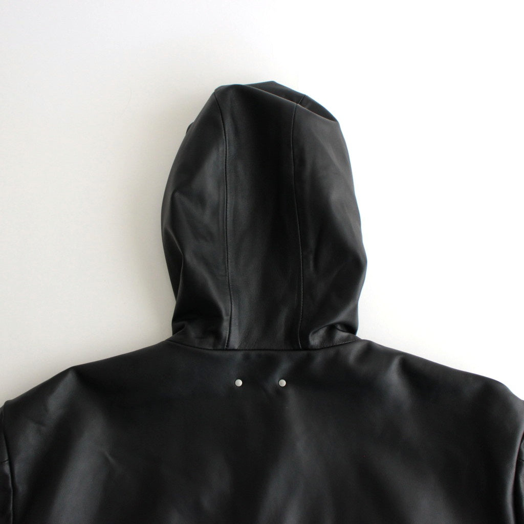 LEATHER HOODED SHORT JACKET #BLACK [ST.1063] – ciacura
