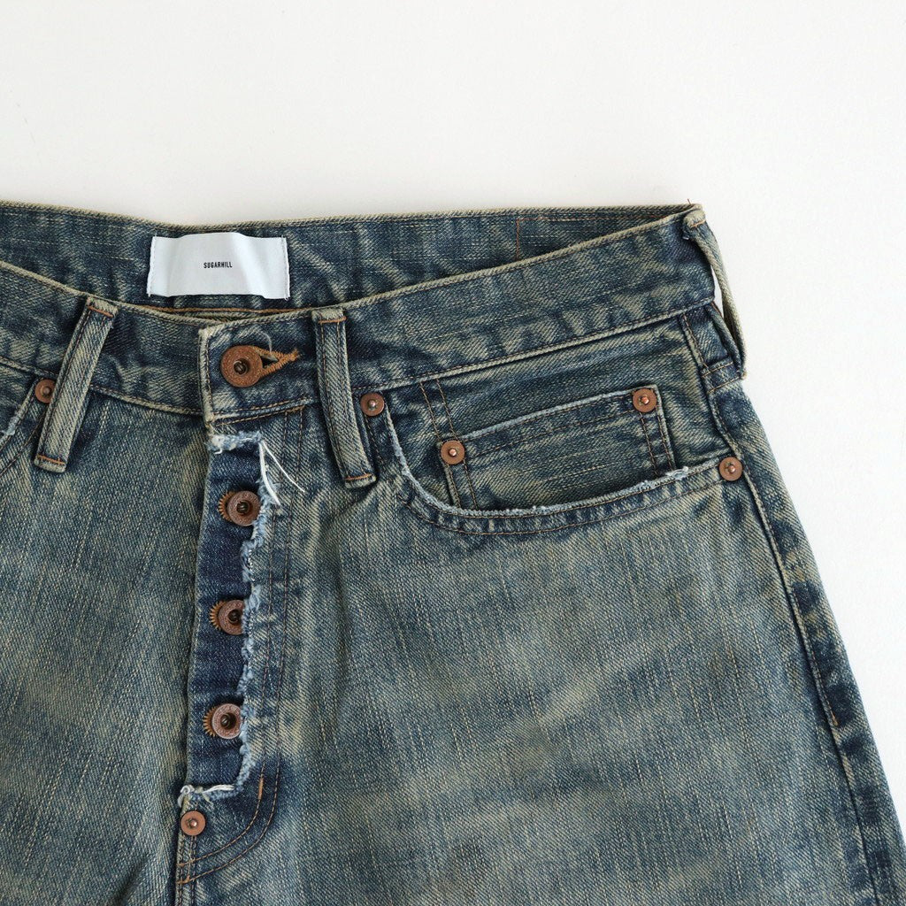 DAMAGED MODERN DENIM PANTS WIDE CUT #FADED INDIGO [25880409]