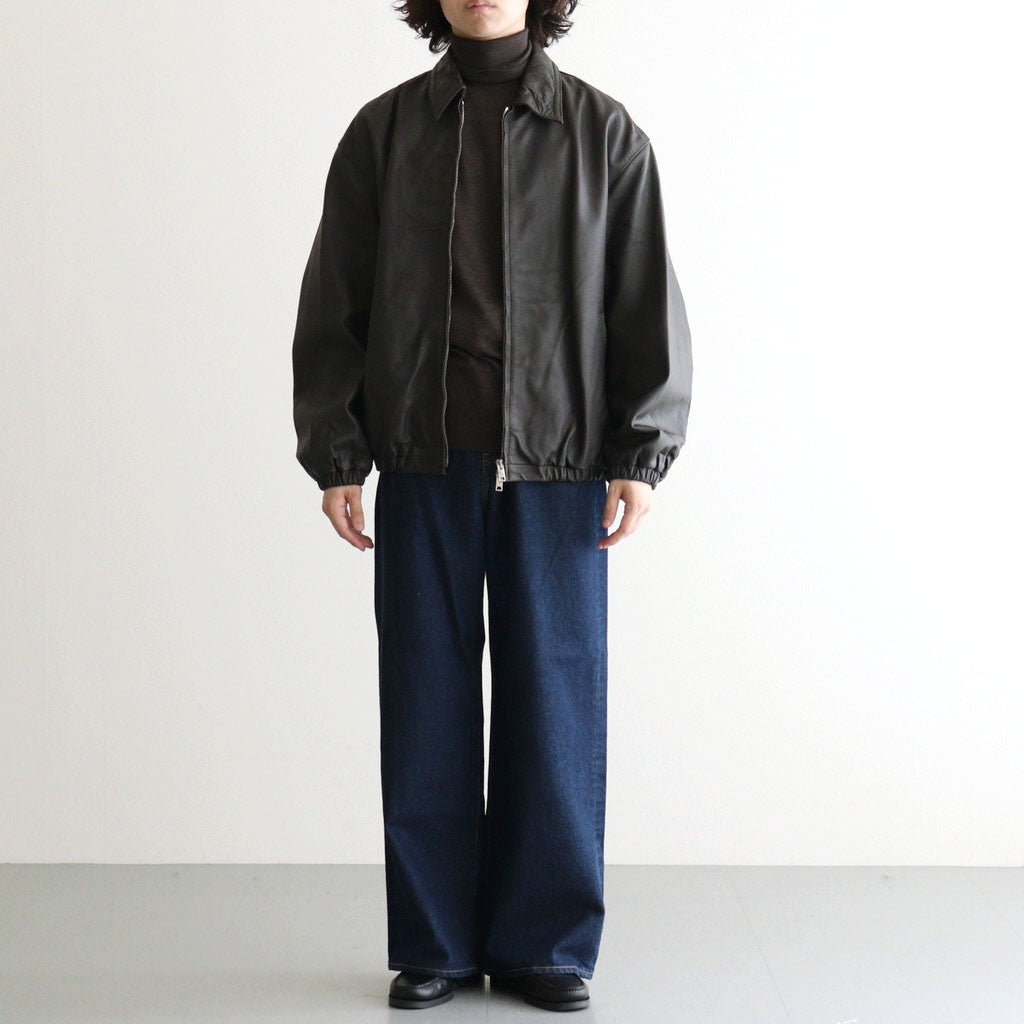Calf Leather Sports Jacket #Dark Brown [YK26FW01306B]