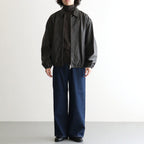 Calf Leather Sports Jacket #Dark Brown [YK26FW01306B]