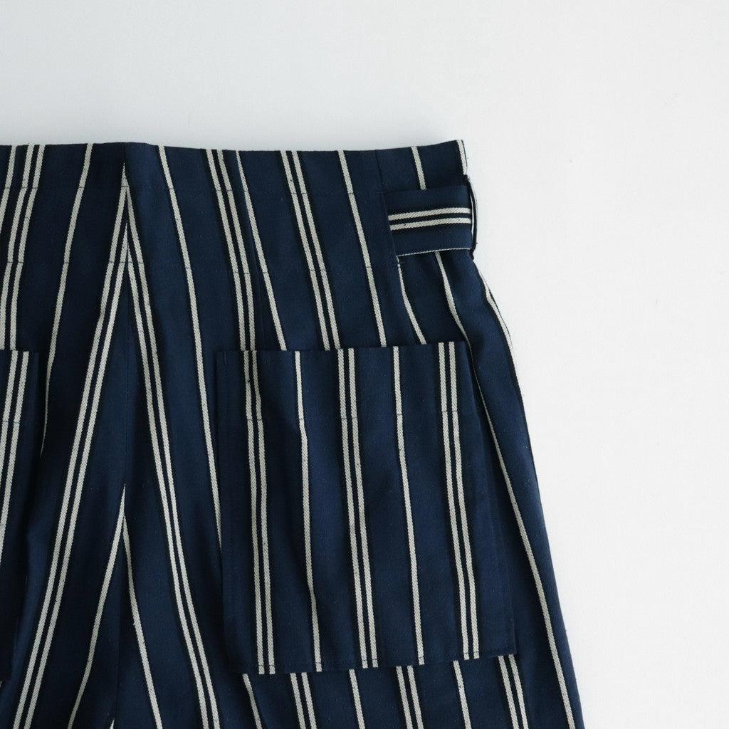 STRIPE BELTED WIDE LEG TROUSERS #NAVY [YK24SS0641P]