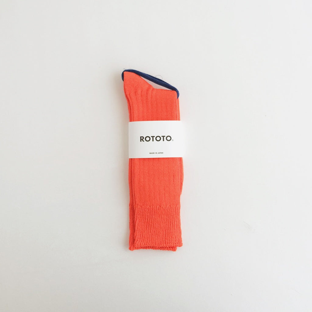 LINEN COTTON RIBBED CREW SOCKS #ORANGE RED [R1461-SS26]