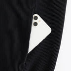GRADATION PLEATS TWIST SLEEVE ZIP JACKET #BLACK [ST.1126]