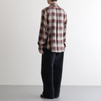 PLAID OPEN COLLOR SHIRTS #WINE RED [25330501]