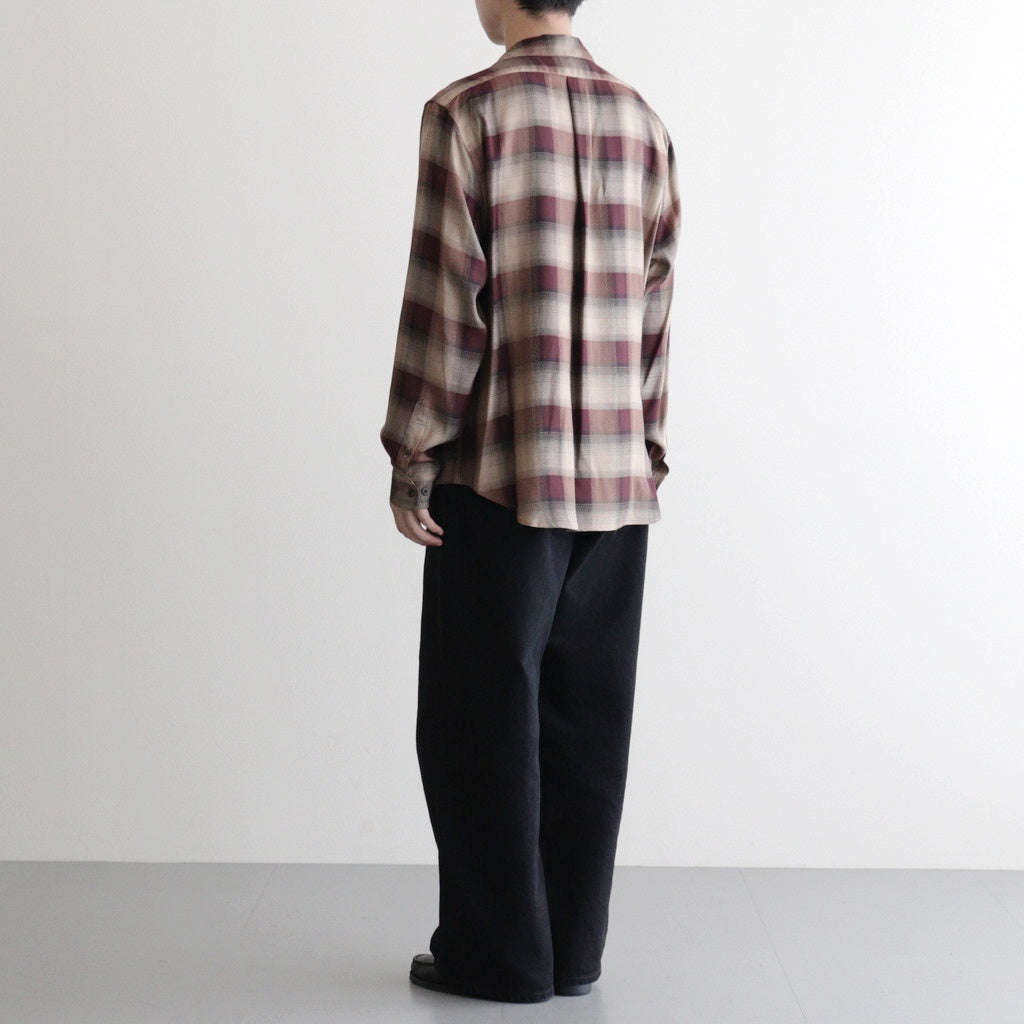 PLAID OPEN COLLOR SHIRTS #WINE RED [25330501]