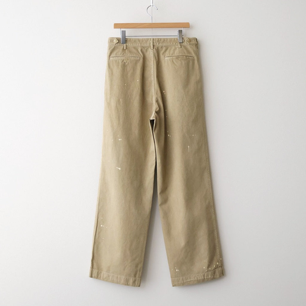 GARMENT-DYED FINX LIGHT CHINO ONE-TUCK WIDE PANTS #BEIGE