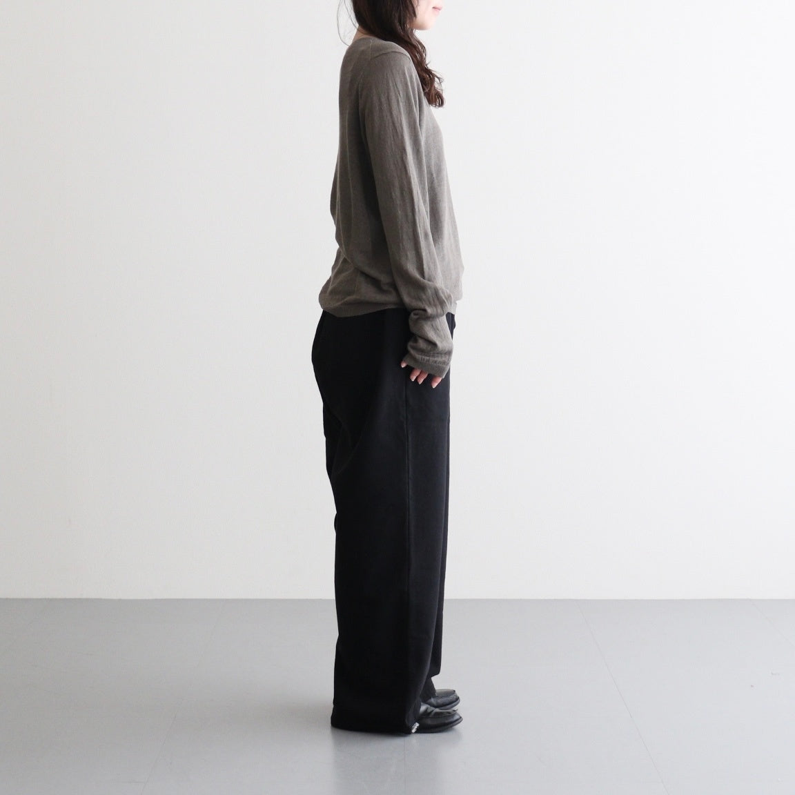 LINEN 14G Pull Over #GREY KHAKI [I26SS-K3]