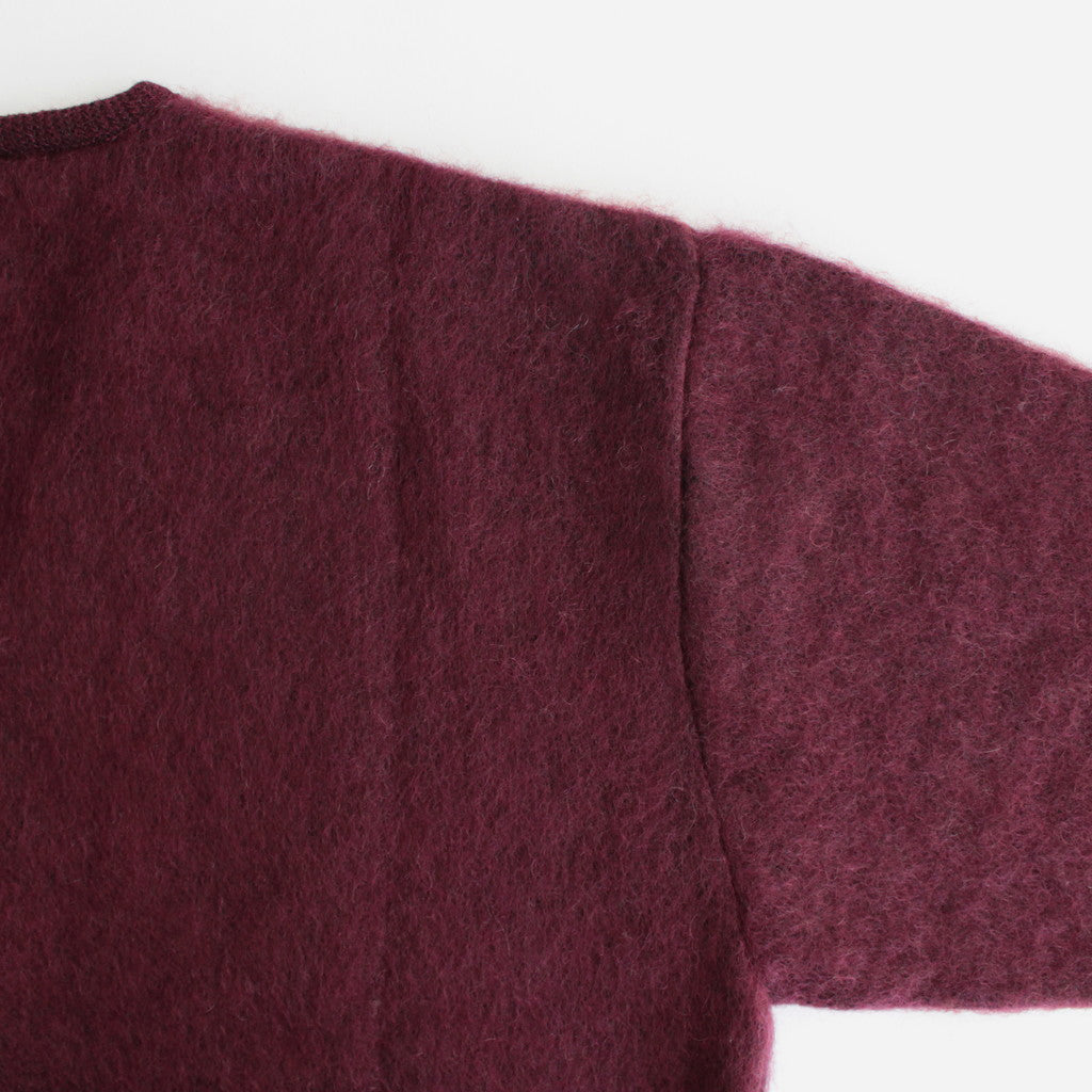 SQUARE PANNEL MOHAIR CARDIGAN #BURGUNDY [YK23FW0590S] - ciacura