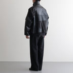 合皮MIXジップブルゾン #BLACK [HP-J011-051]