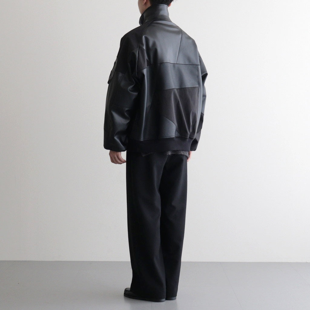 合皮MIXジップブルゾン #BLACK [HP-J011-051]