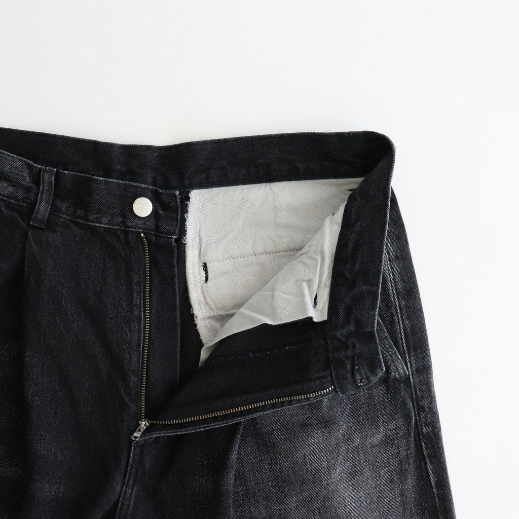 Selvage Denim Two Tuck Pants #BLACK_DARK FADE [GU253-40061DB]