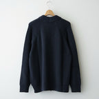 BATONER ウール梳毛片畔 Vネックカーディガン #CHARCOAL BLUE [HR-N002-051]