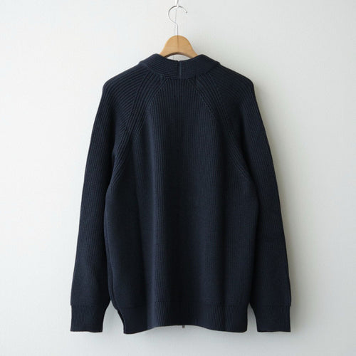 BATONER ウール梳毛片畔 Vネックカーディガン #CHARCOAL BLUE [HR-N002-051]