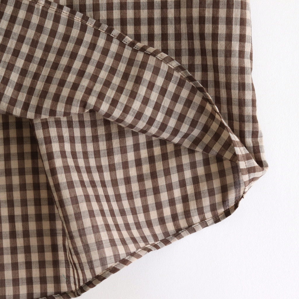 AIRY LIGHT COTTON CHECK P/O SHIRT #BROWN GINGHAM CHECK [A25SS02GC]