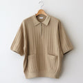 Rib Pattern Half Zip Polo #Beige [2501-012]
