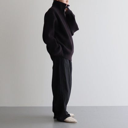 3/4 FRONT ZIP HIGHNECK RIB SWEATER #DARK BROWN [YK24FW0829S]