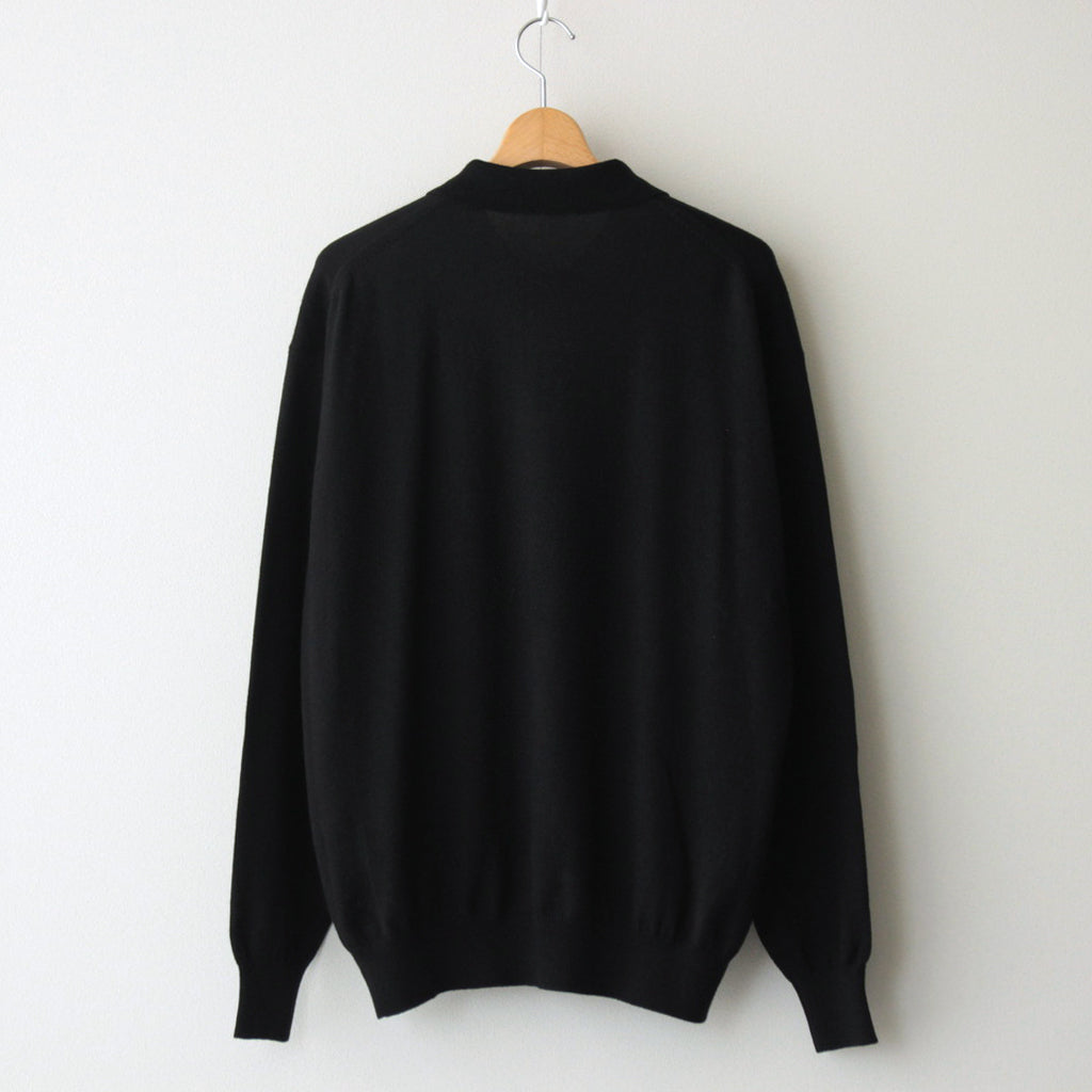 CASHMERE SILK WOOL KNIT POLO #BLACK [A24AP02SK]