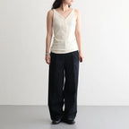LIGHT WOOL MAX GABARDINE TWO-TUCK SLACKS #TOP BLACK [A26AP06MG]