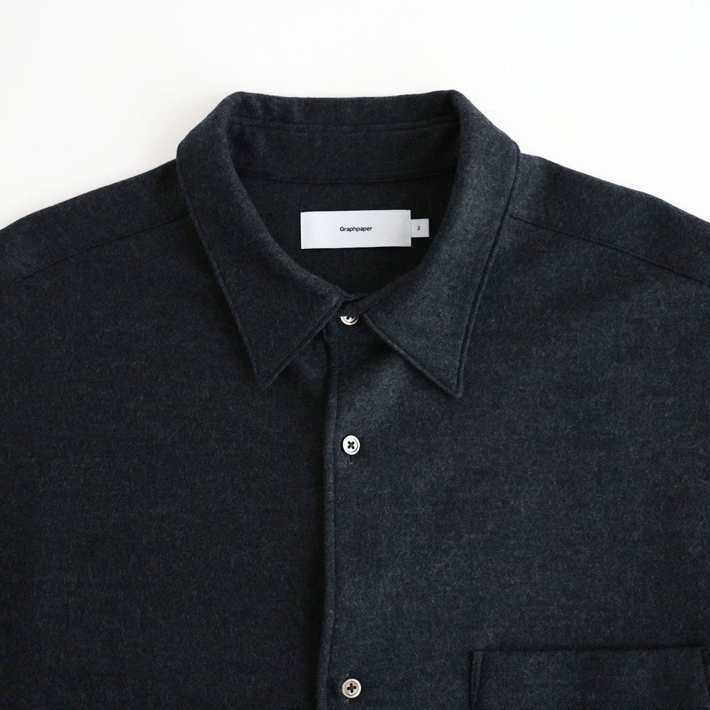 Wool Smooth Flannel Oversized Regular Collar Shirt #GRAY [GU263-50521B]