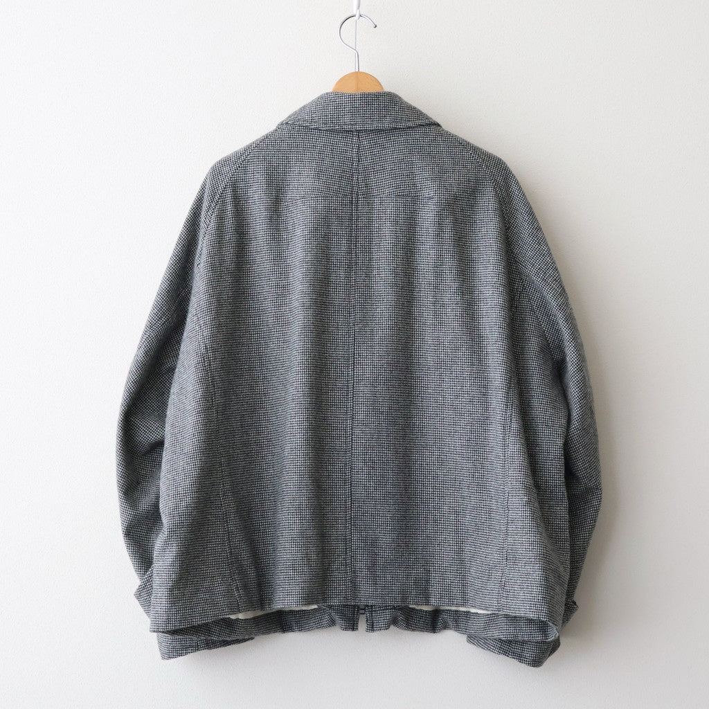 FDRSJK - ウール・千鳥 フロントジップジャケット #09 White × Black [SN_FR1403JK]