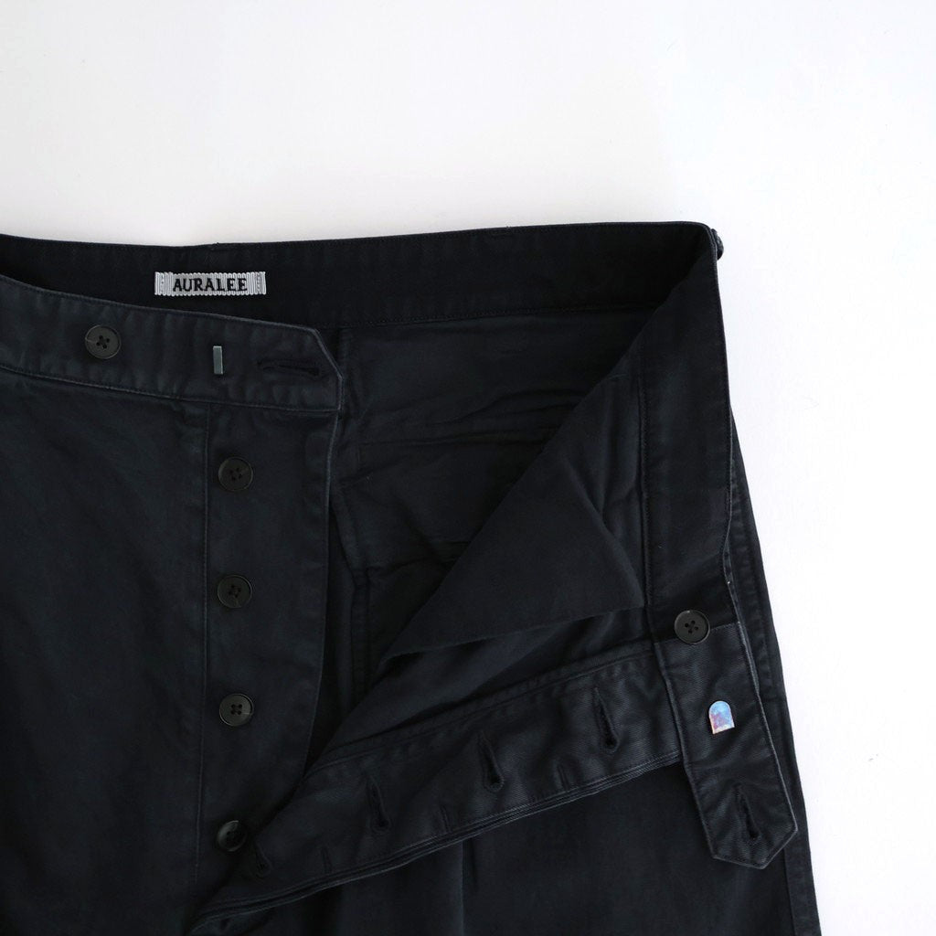 GARMENT-DYED FINX LIGHT CHINO ONE-TUCK WIDE PANTS #BLACK
