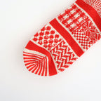 MULTI JACQUARD CREW SOCKS #IVORY/RED [R1337-AW25]