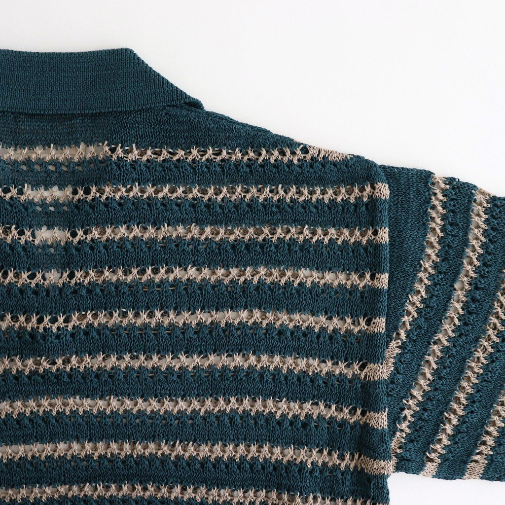 BORDER MESH KNIT SKIPPER POLO SHIRT #PEACOCK GREEN [YK25SS001010S]