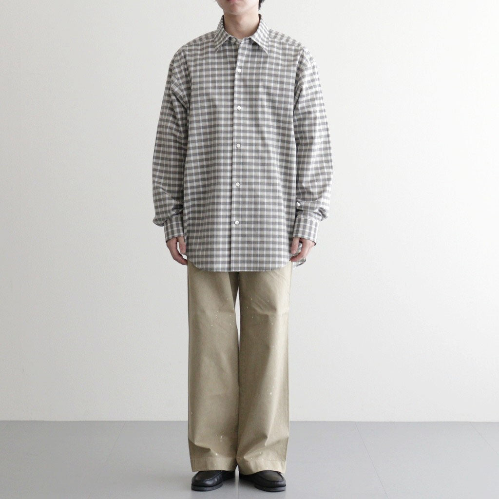 GARMENT-DYED FINX LIGHT CHINO ONE-TUCK WIDE PANTS #BEIGE
