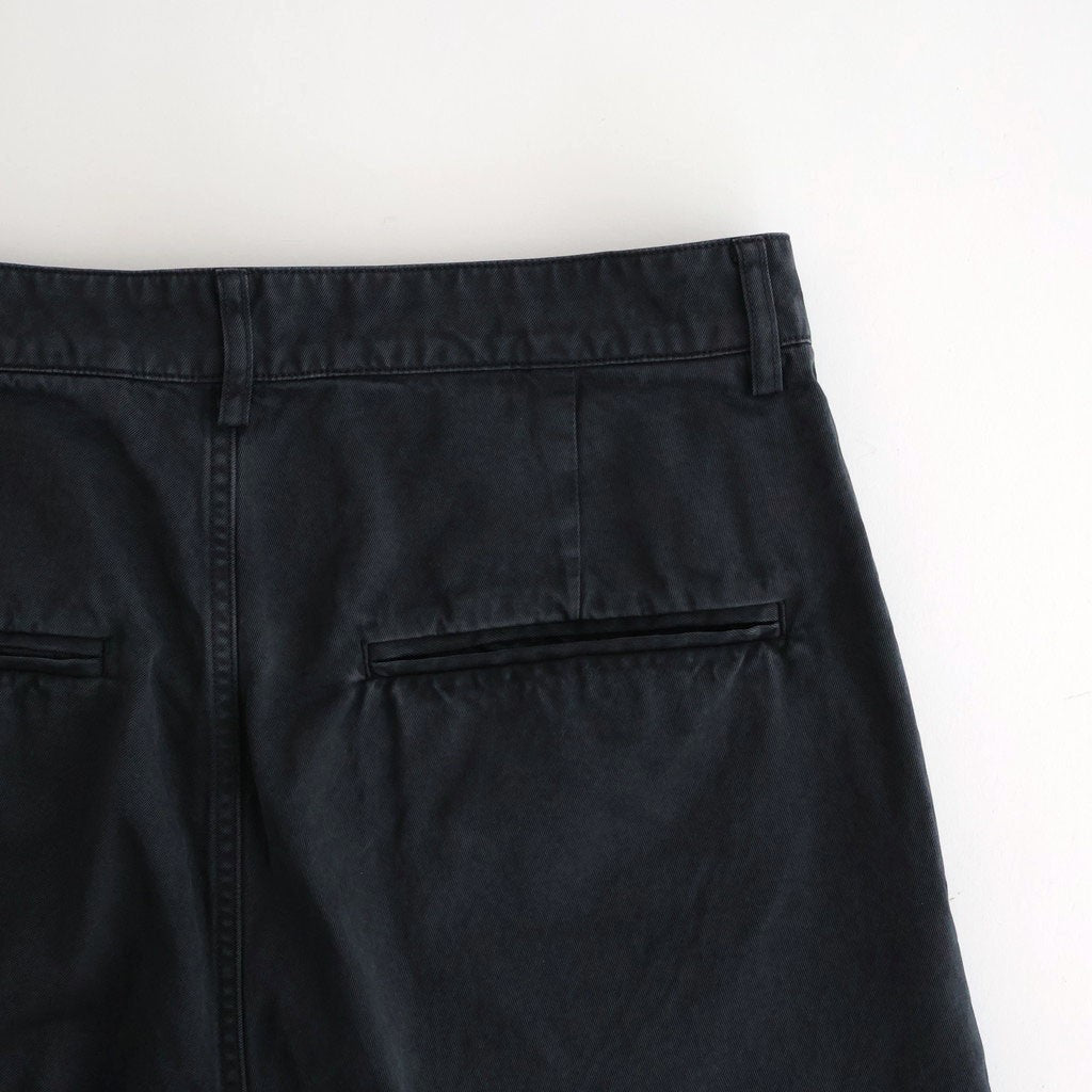 GARMENT-DYED FINX LIGHT CHINO ONE-TUCK WIDE PANTS #BLACK