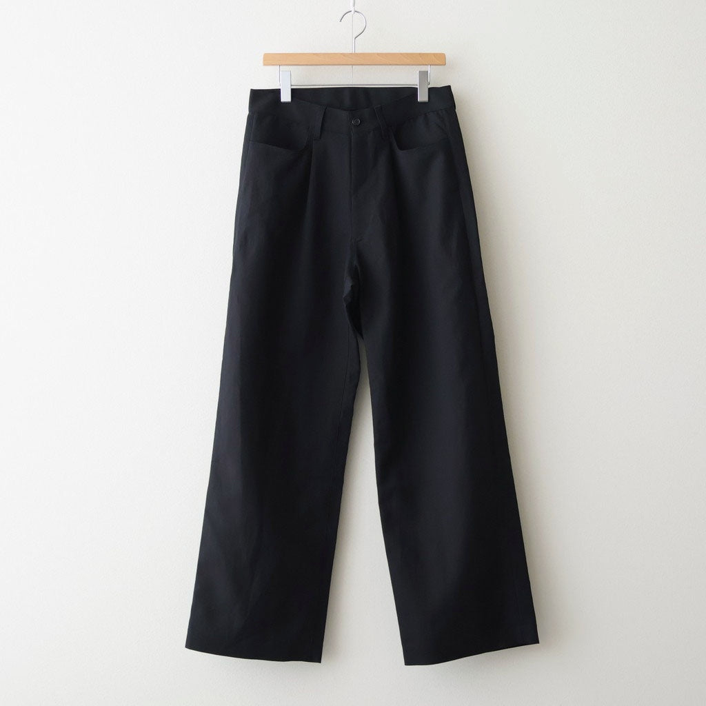 DOUBLE WEAVE COTTON ONE TUCK WIDE PANTS #BLACK [ST.1398]